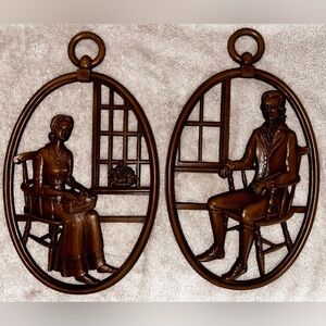 Vintage Syroco Revolutionary American Colonial Couple‎ Wall Plaques